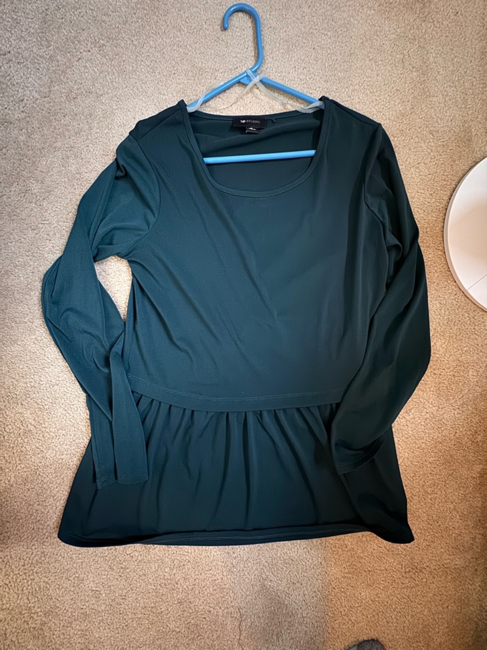 AB Studio Dark Teal Peplum Long-Sleeve Top